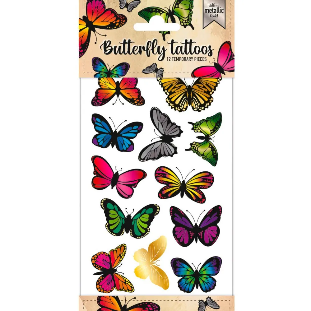 Blister Tatoos 10X20 Cm Metallic Butterfly