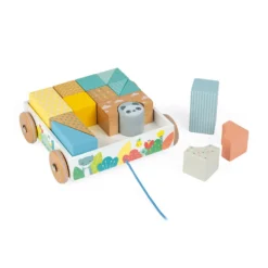 Janod Pure Pull-Along Blocks Cart Toy -Toys Shop janod pure pull along blocks cart toy 7