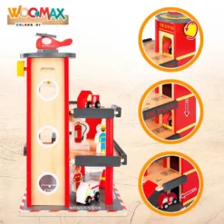 Wooden Fire Station -Toys Shop woomax wooden fire station 2