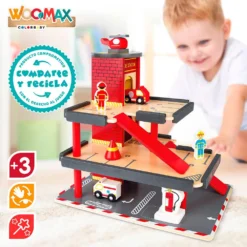 Wooden Fire Station -Toys Shop woomax wooden fire station 3