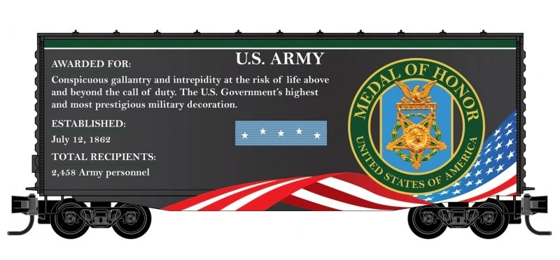 Micro-Trains N 10100760 40' Hy-Cube Box Car With Single Door, Military Valor Award US Army Medal Of Honor 2 Micro-Trains N 10100760 40' Hy-Cube Box Car With Single Door, Military Valor Award US Army Medal Of Honor - Image 2
