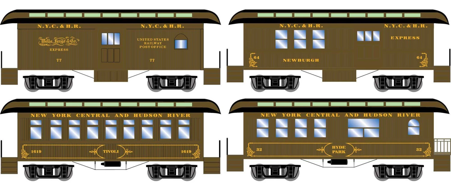 Athearn N 12409 34' Old Time Overton Passenger Cars, New York Central (4) 1 Athearn N 12409 34' Old Time Overton Passenger Cars, New York Central (4)