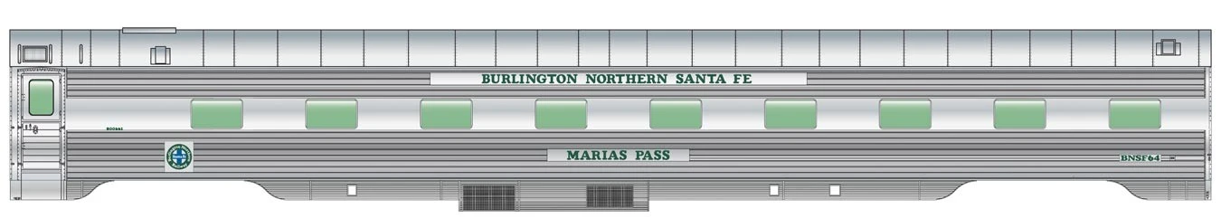 Walthers Proto HO 920-16254 85' Pullman-Standard 4-4-2 Sleeper Car With Lights, Burlington Northern Santa Fe "Marias Pass" #64 1 Walthers Proto HO 920-16254 85' Pullman-Standard 4-4-2 Sleeper Car With Lights, Burlington Northern Santa Fe "Marias Pass" #64