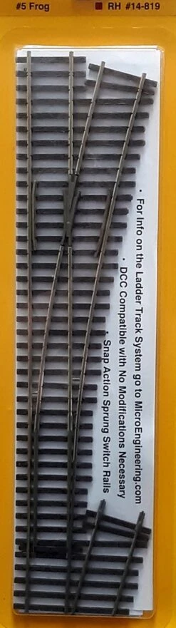 Micro Engineering HO 14-819 Ladder Track System Code 70 #5e Frog Turnout, Last Ladder Right Hand