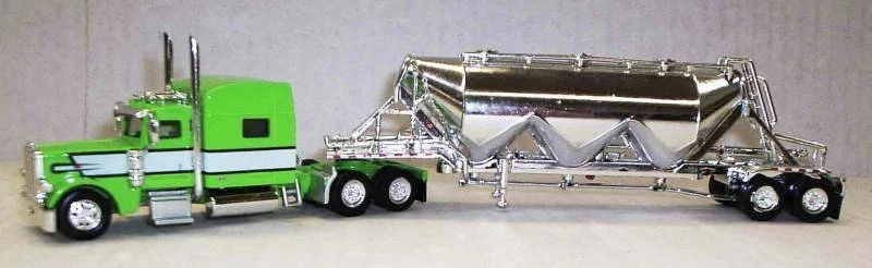 Trucks N Stuff HO 400729 (Spec014) Peterbilt 389 Tractor With Pneumatic Semi Trailer, Lime/White/Black 1 Trucks N Stuff HO 400729 (Spec014) Peterbilt 389 Tractor With Pneumatic Semi Trailer, Lime/White/Black
