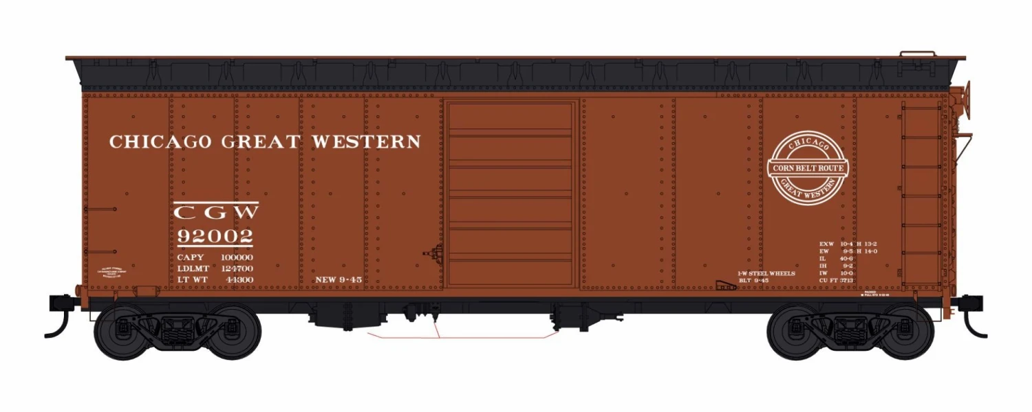 Bowser HO 42844 40' Box Car, Chicago Great Western #92009 1 Bowser HO 42844 40' Box Car, Chicago Great Western #92009