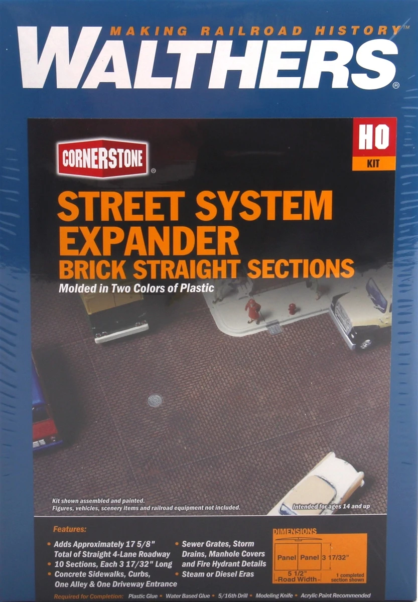 Walthers Cornerstone HO 933-3156 Brick Street System, Straight Sections 1 Walthers Cornerstone HO 933-3156 Brick Street System, Straight Sections