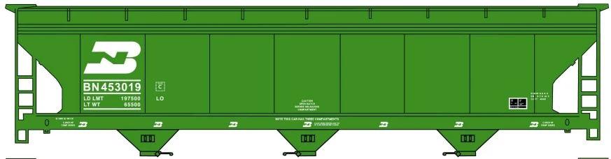Accurail HO 81461 ACF 3-Bay Covered Hopper Kit, Burlington Northern 1 Accurail HO 81461 ACF 3-Bay Covered Hopper Kit, Burlington Northern