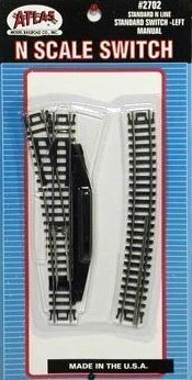 Atlas N 2702 Code 80 Track Manual Left Hand #4 Standard Turnout