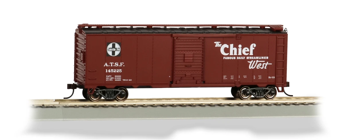 Bachmann HO 16505 40' Steel Box Car, Santa Fe #145225 (El Capitan Slogan) 1 Bachmann HO 16505 40' Steel Box Car, Santa Fe #145225 (El Capitan Slogan)