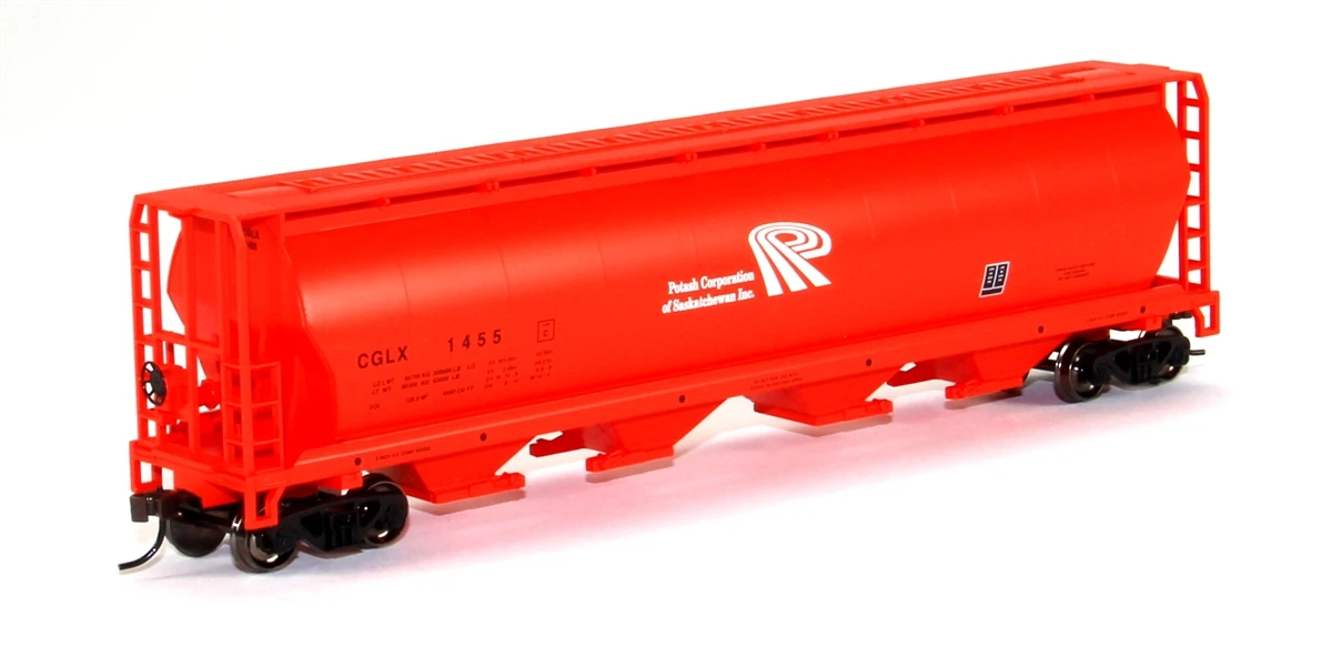 Bachmann Silver Series HO 19143 Cylindrical 4-Bay Covered Grain Hopper, Potash #1455 1 Bachmann Silver Series HO 19143 Cylindrical 4-Bay Covered Grain Hopper, Potash #1455