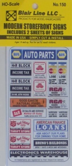 Blair Line HO 150 Modern Storefront Signs
