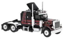 Brekina HO 85713 Peterbilt 359 Sleeper-Cab Tractor, Black/Red