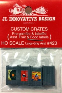 JL Innovative Design HO 423 Large Gray Crates With Assorted Fruit And Food Labels (4)