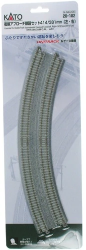 Kato N 20182 Unitrack Concrete Tie Double Track Superelevated Easement Curve Left And Right 381mm/414mm Radius 22.5-Degree (15"/19")