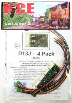 NCE 524175 (D13J-4) 4-Pack Of D13J Decoders