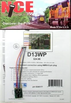 NCE 524177 (D13WP) Decoder With 8-Pin Plug (0.850" X 0.630" X 0.95")