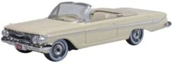 Oxford Diecast HO 87CI61005 1961 Chevrolet Impala Convertible, Almond Beige/White