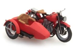 Artitec HO 387.29 US Liberator Motorcycle With Sidecar, Red