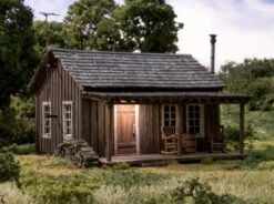 Woodland Scenics O BR5869 Built And Ready Rustic Cabin (Lighted)